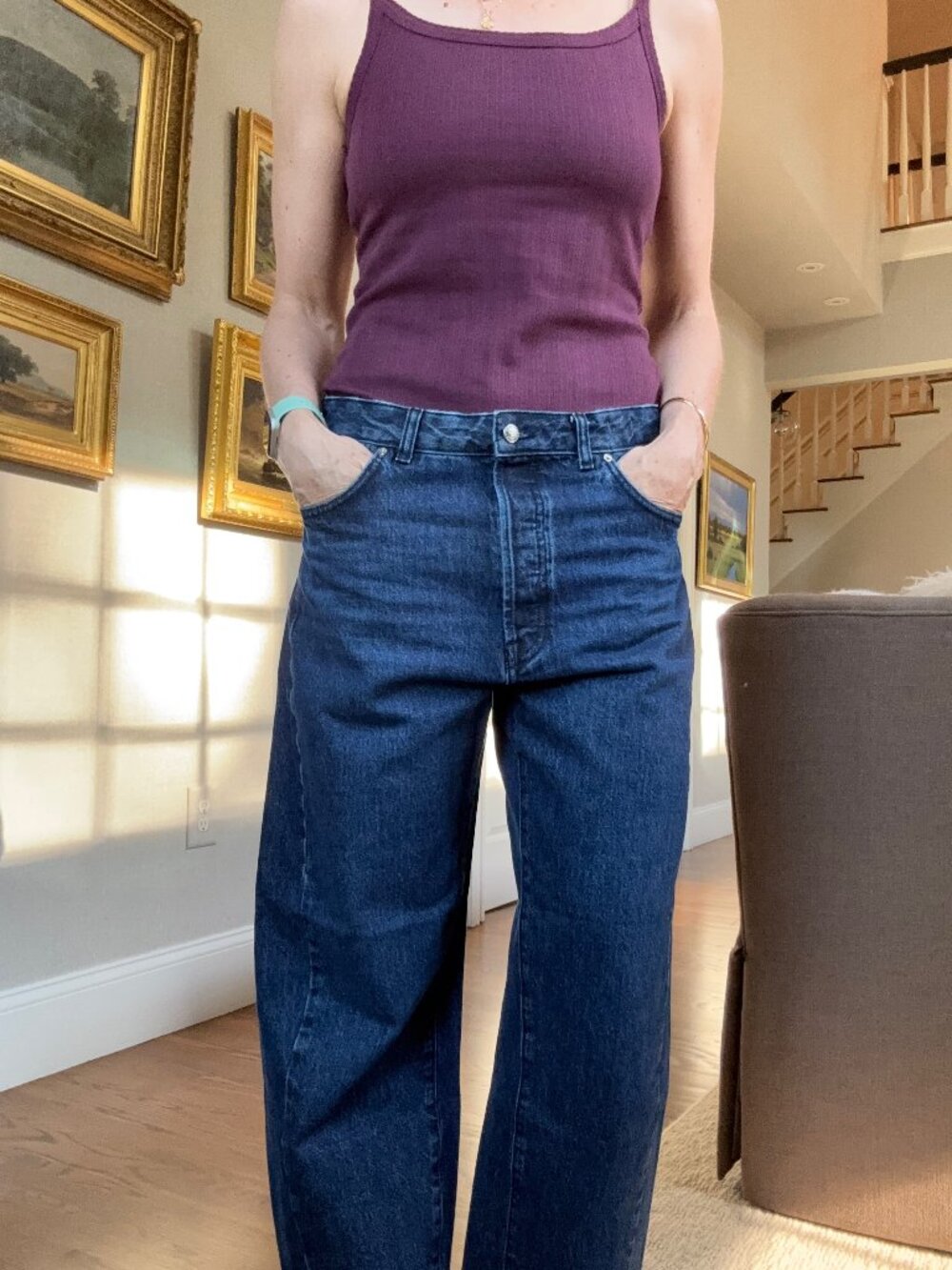 Madewell Curvy Pieced Barrel-Leg Jean Women's Size 30 Dark Indigo High Rise Wide